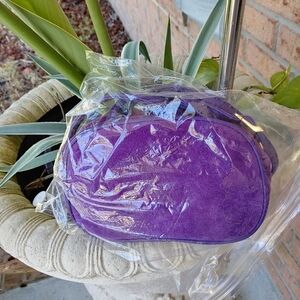 Genuine Purple Suede & Leather Shoulder Bag - Measures: 5" x 8"